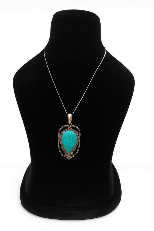 Natural Turquoise Oval Pendant – Stone of Protection, Healing & Divine Expression