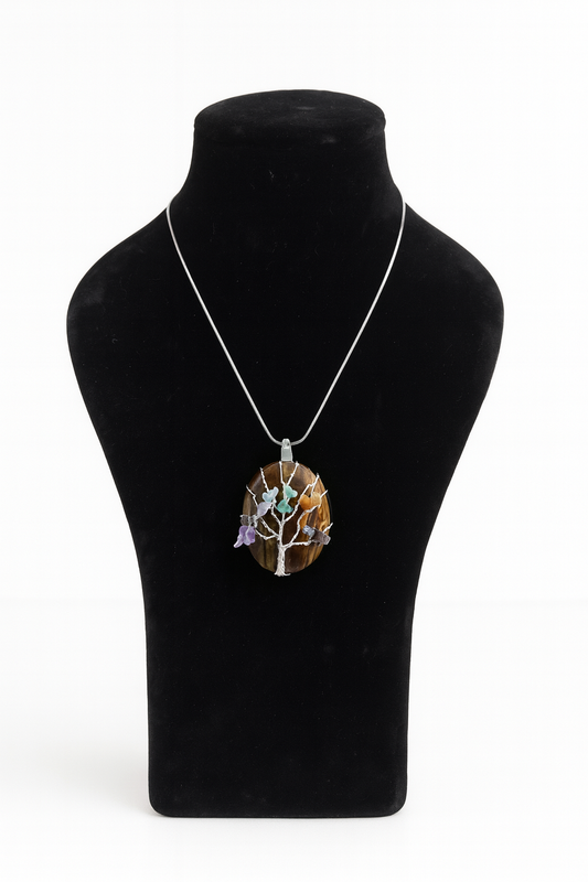 7 Chakra Tiger Eye Pendant – Crystal of Protection, Confidence & Energy Balance