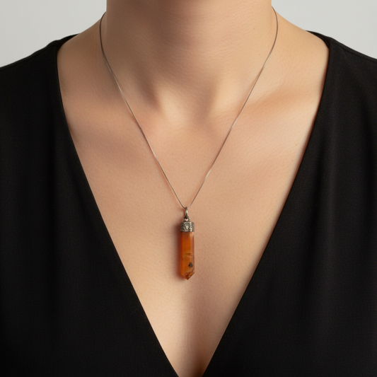 Carnelian Pencil Pendant – Crystal of Creativity, Courage & Motivation