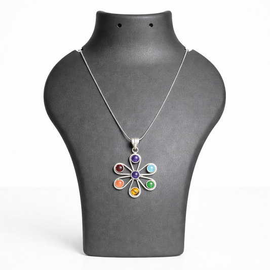 7 Chakra Flower Pendant – Crystal of Energy Harmony, Healing & Positivity