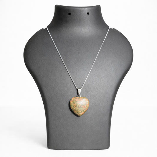Natural Unakite Heart Pendant – Stone of Emotional Healing, Balance & Self-Growth