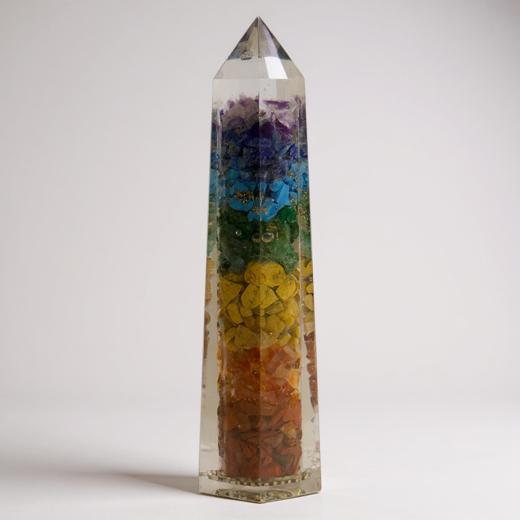 7 Chakra Pencil Tower – Crystal Energy Generator for Balance, Healing & Alignment