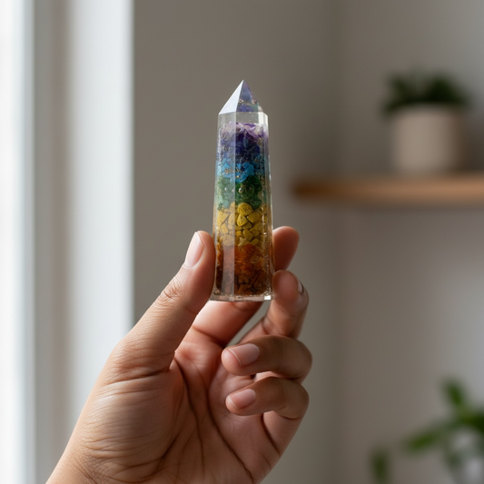 7 Chakra Pencil Tower – Crystal Energy Generator for Balance, Healing & Alignment