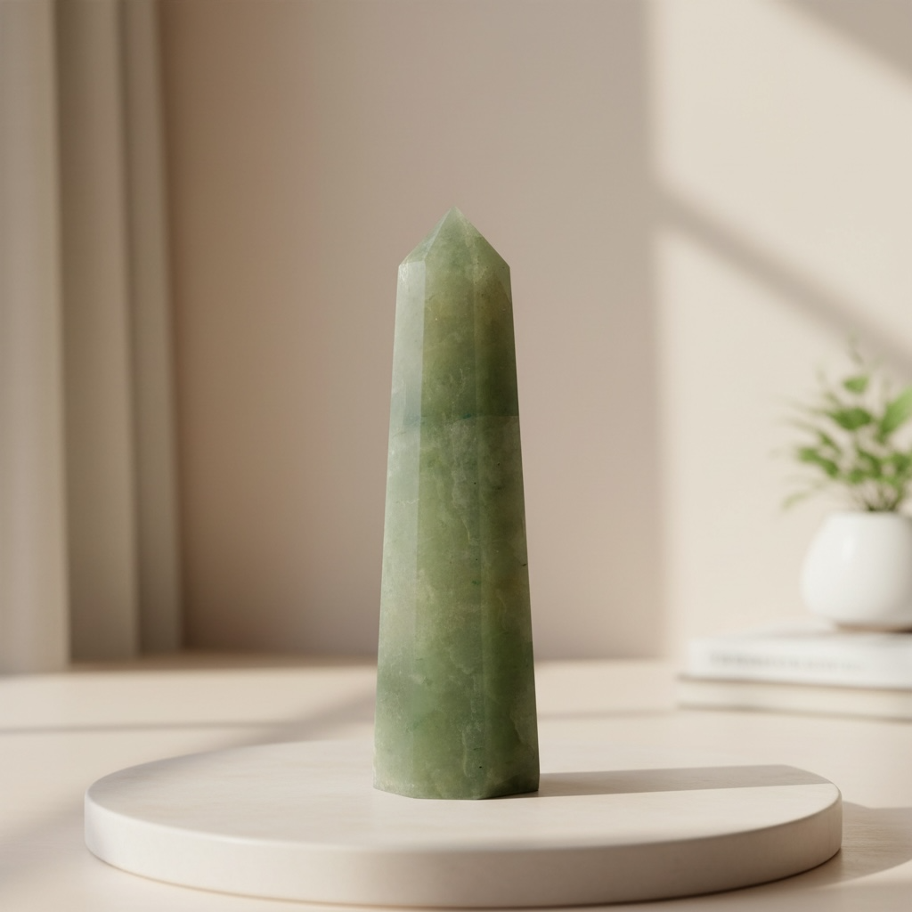 Green Aventurine Pencil Tower – Crystal of Luck, Prosperity & Heart Healing