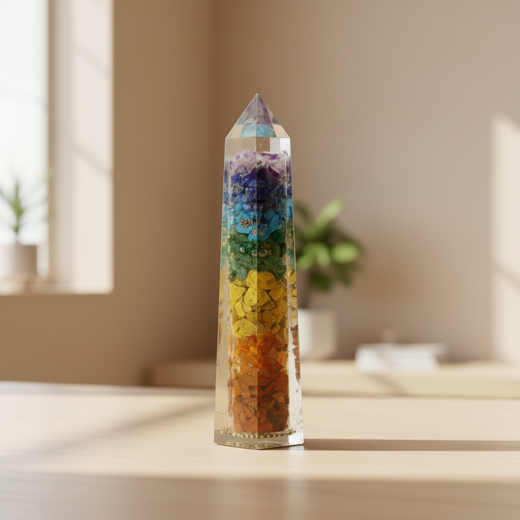 7 Chakra Pencil Tower – Crystal Energy Generator for Balance, Healing & Alignment