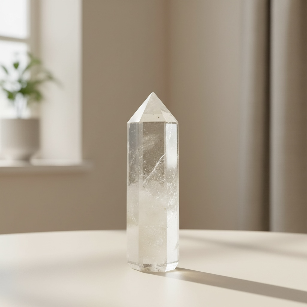 Clear Quartz (Sphatik) Pencil Tower – Master Healer Crystal for Clarity, Energy & Amplification
