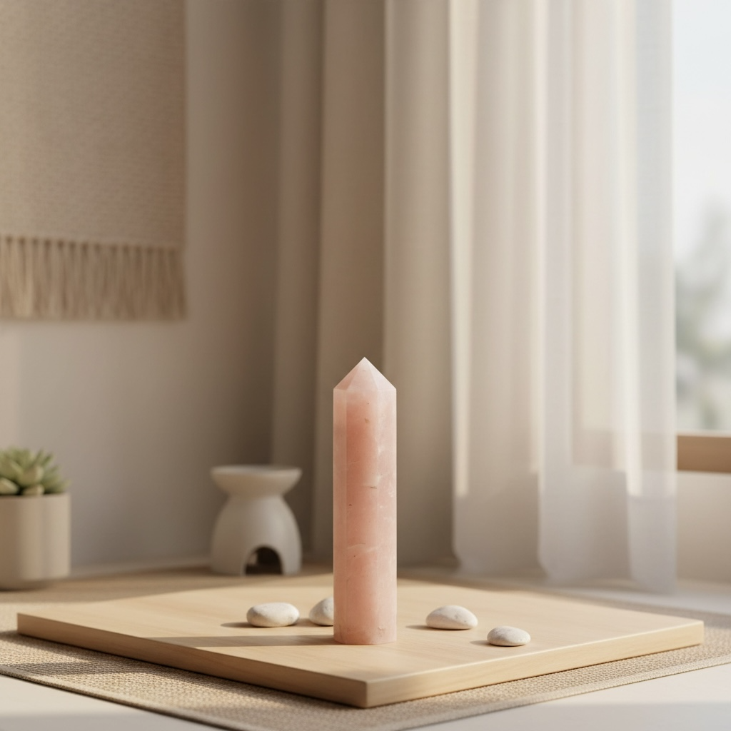 Rose Quartz Pencil Tower – Crystal of Love, Peace & Emotional Healing