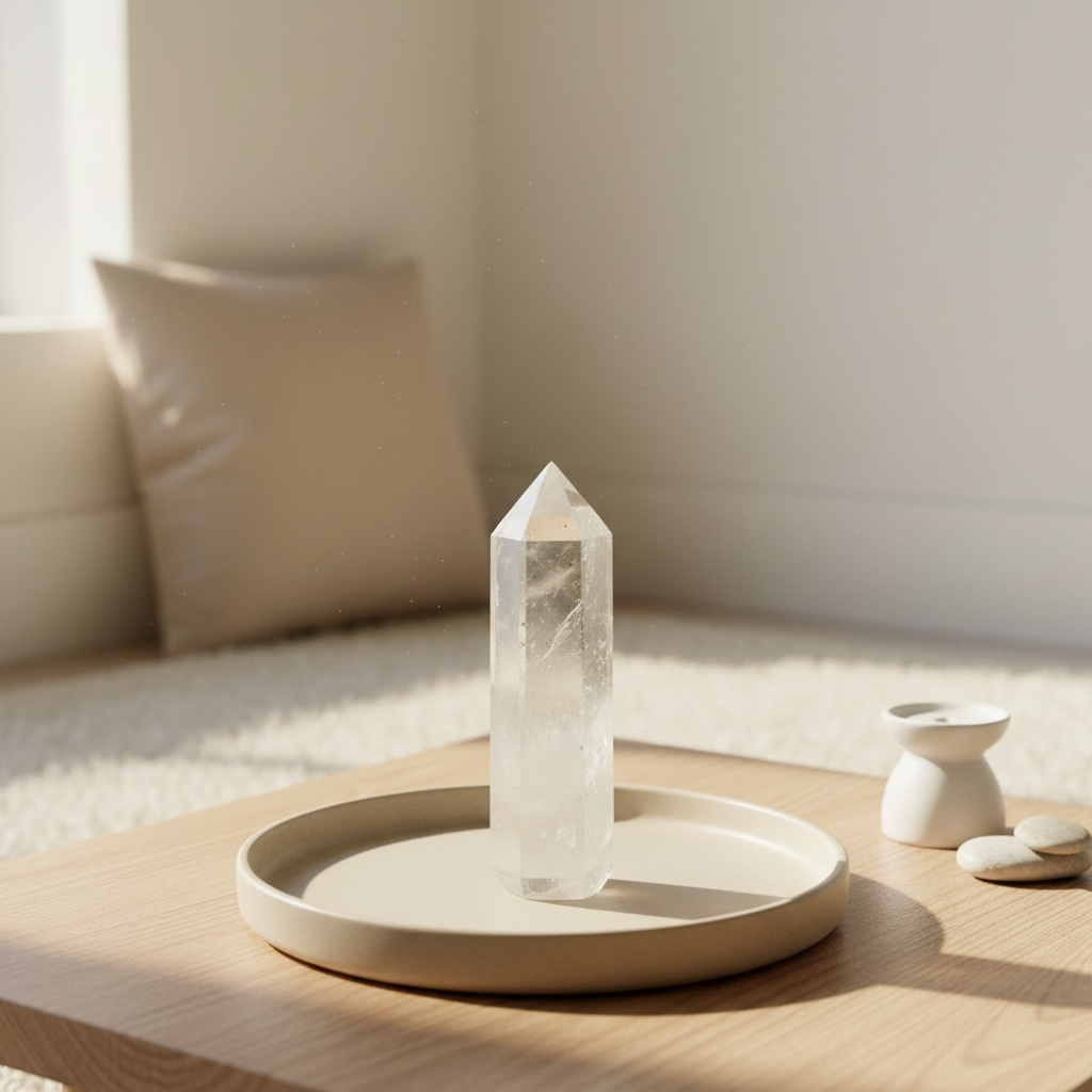 Clear Quartz (Sphatik) Pencil Tower – Master Healer Crystal for Clarity, Energy & Amplification