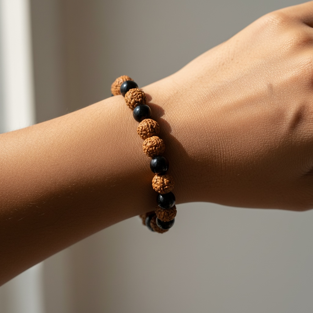 Black Tourmaline & Rudraksh Bracelet