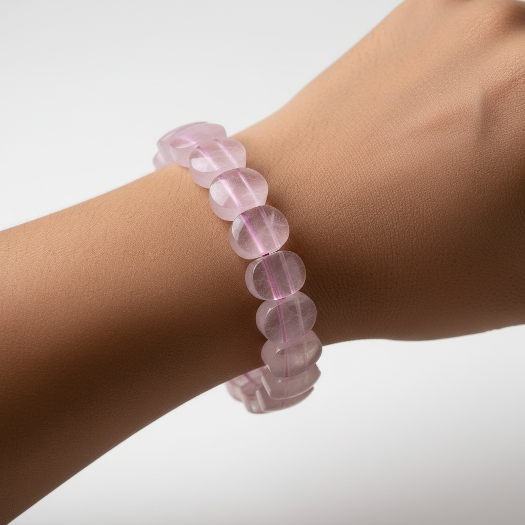 Rose Quartz Slab Cut Bracelet – Love, Emotional Healing & Self-Care