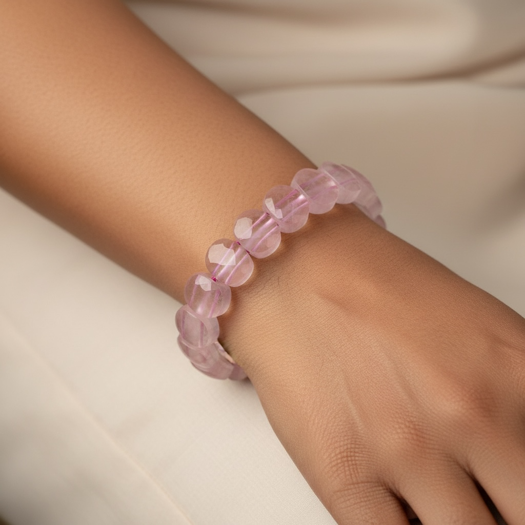 Rose Quartz Slab Cut Bracelet – Love, Emotional Healing & Self-Care