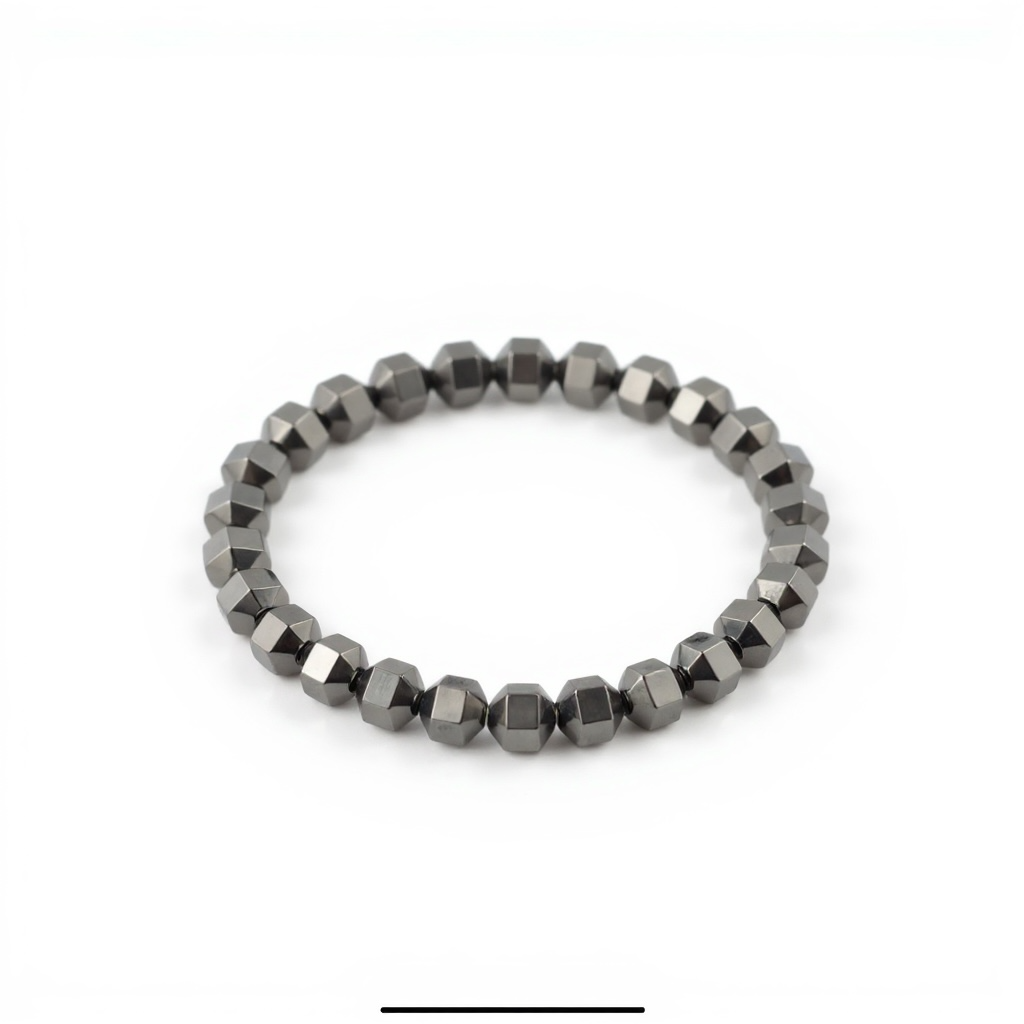 Faceted Cube Hematite Bracelet – Grounding, Protection & Mental Strength