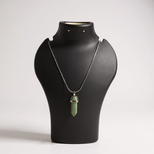Green Aventurine Pencil Pendant – Crystal of Luck, Healing & New Opportunities