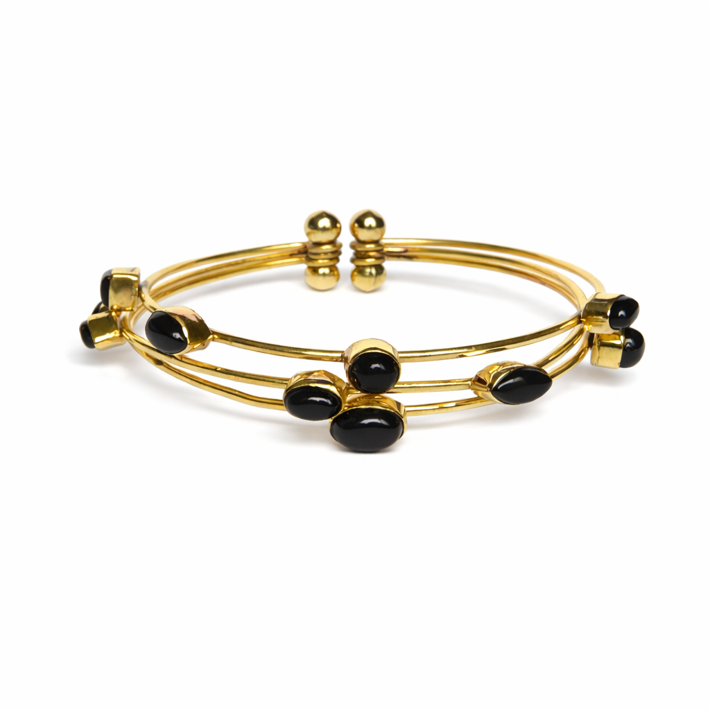 Black Tourmaline Adjustable Cuff Bracelet – Protection, Grounding & Energy Shiel