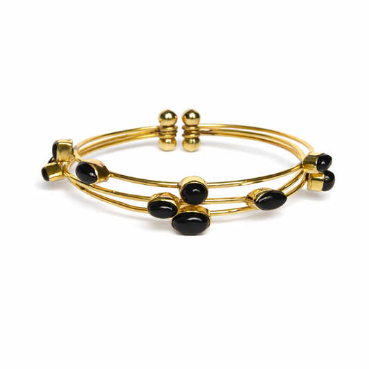 Black Tourmaline Adjustable Cuff Bracelet – Protection, Grounding & Energy Shiel