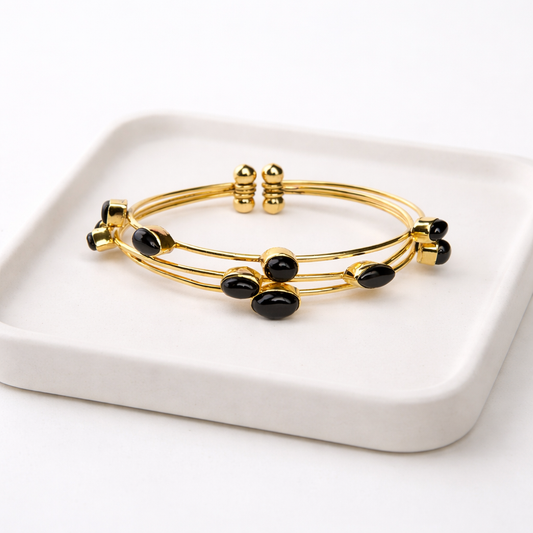 Black Tourmaline Adjustable Cuff Bracelet – Protection, Grounding & Energy Shiel