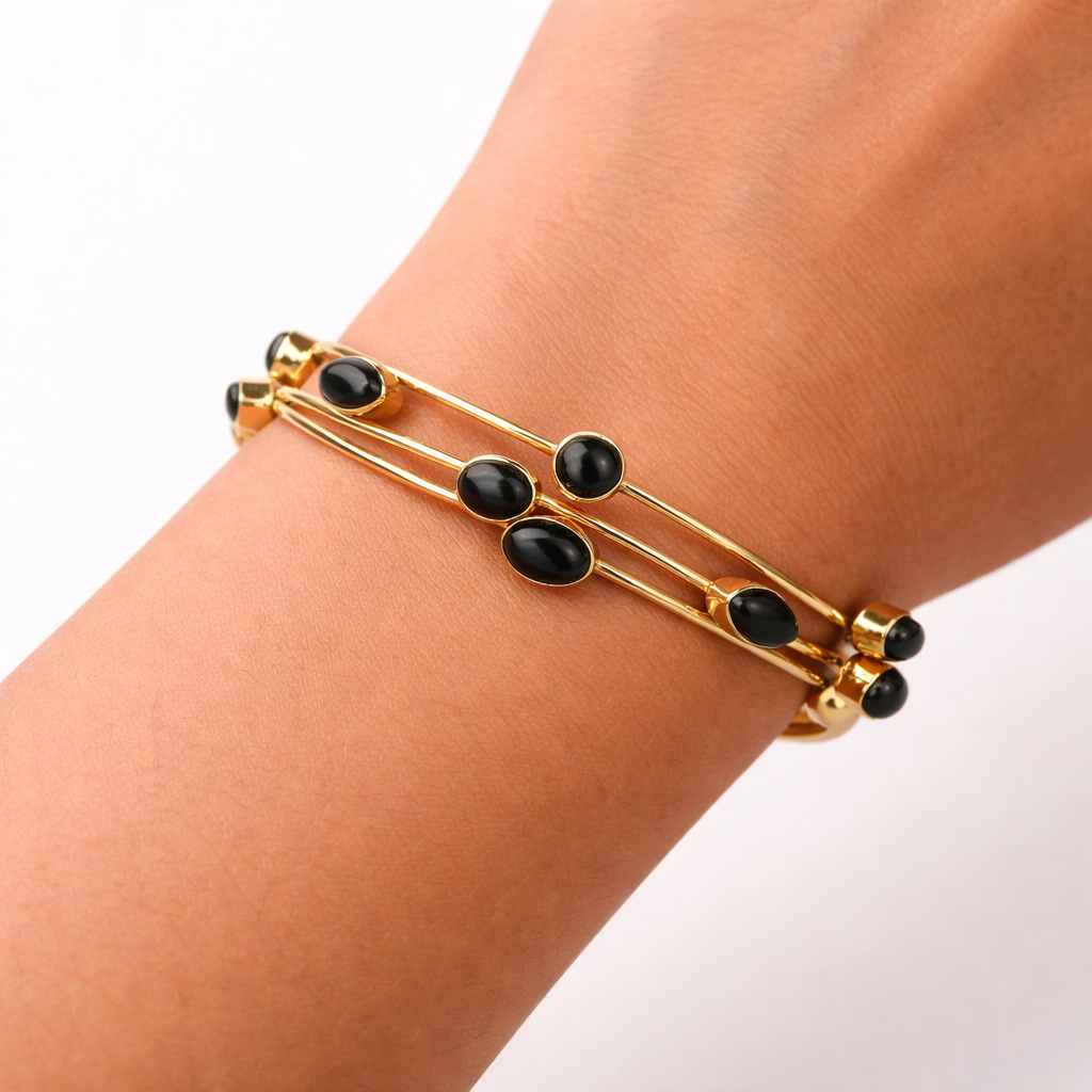 Black Tourmaline Adjustable Cuff Bracelet – Protection, Grounding & Energy Shiel