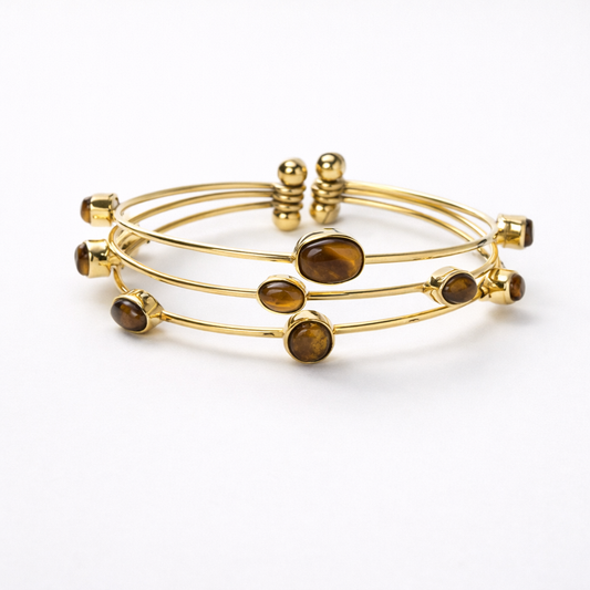 Tiger Eye Cuff Bracelet – Stone of Confidence, Protection & Inner Strengt