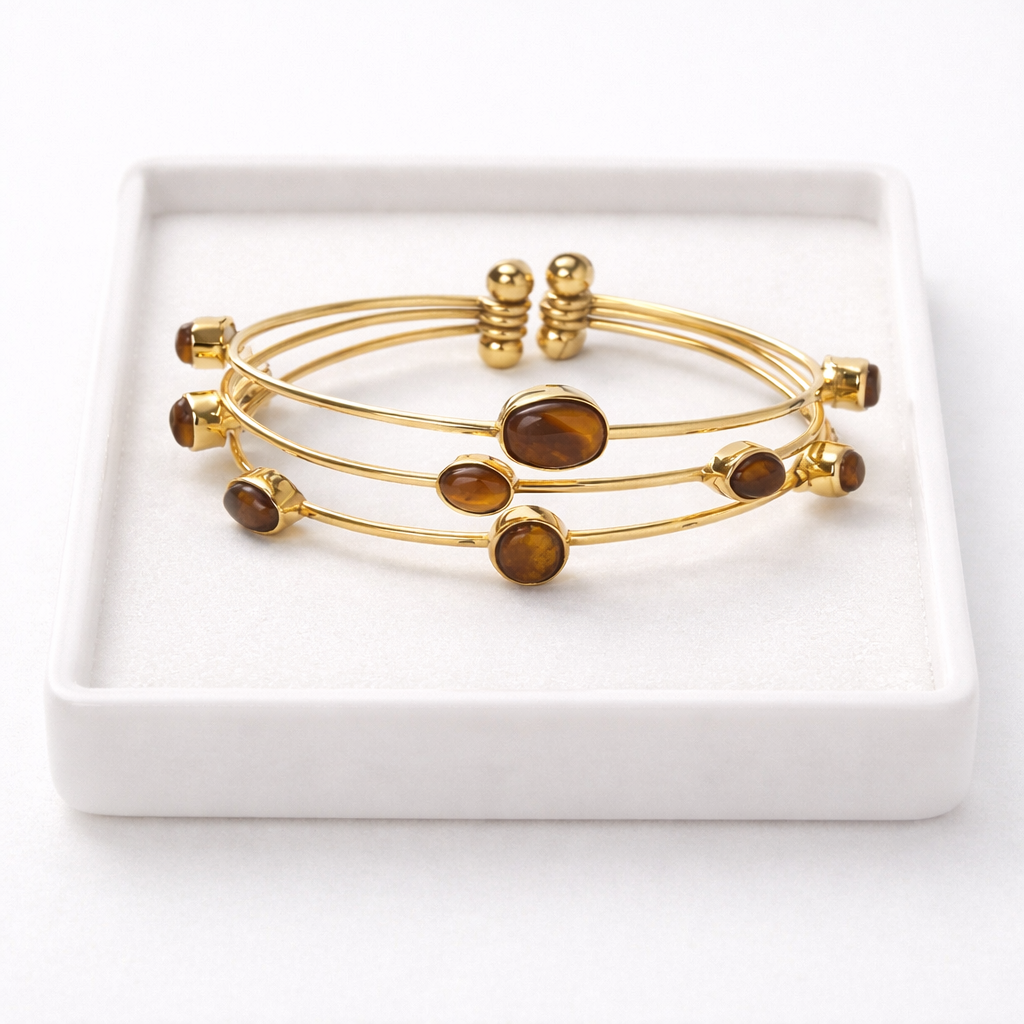 Tiger Eye Cuff Bracelet – Stone of Confidence, Protection & Inner Strengt