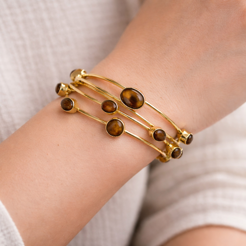 Tiger Eye Cuff Bracelet – Stone of Confidence, Protection & Inner Strengt