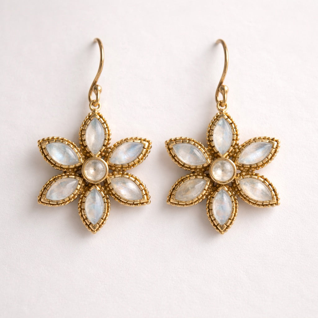 Moonstone Flower Style Earrings