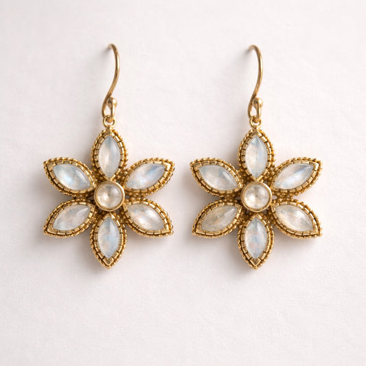Moonstone Flower Style Earrings