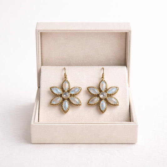 Moonstone Flower Style Earrings