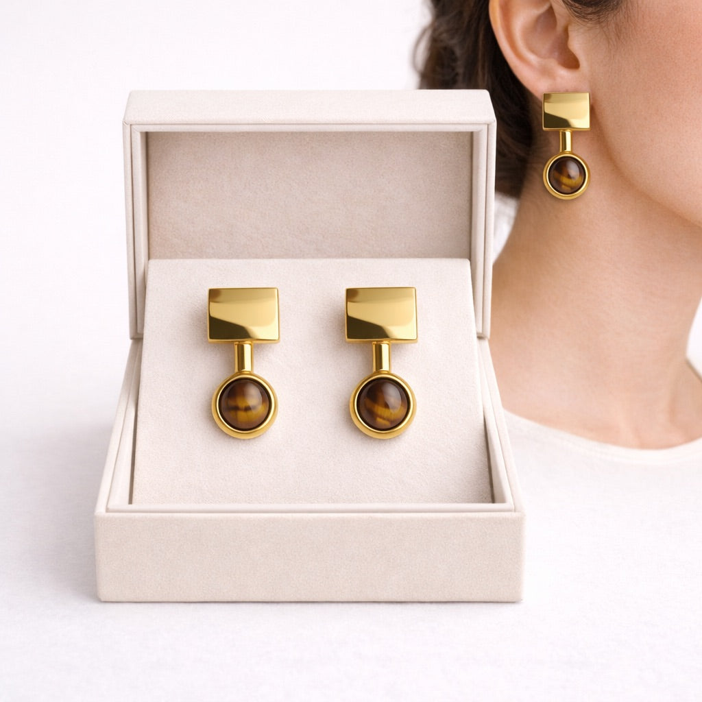 Tiger Eye Earrings – Stone of Confidence, Protection & Inner Strength