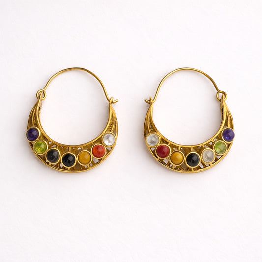 7 Chakra Gold Plated Earrings