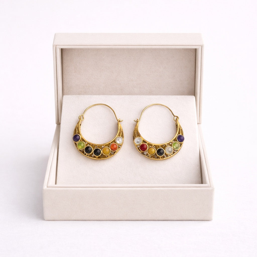 7 Chakra Gold Plated Earrings