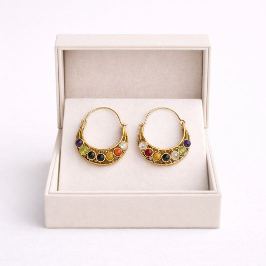 7 Chakra Gold Plated Earrings