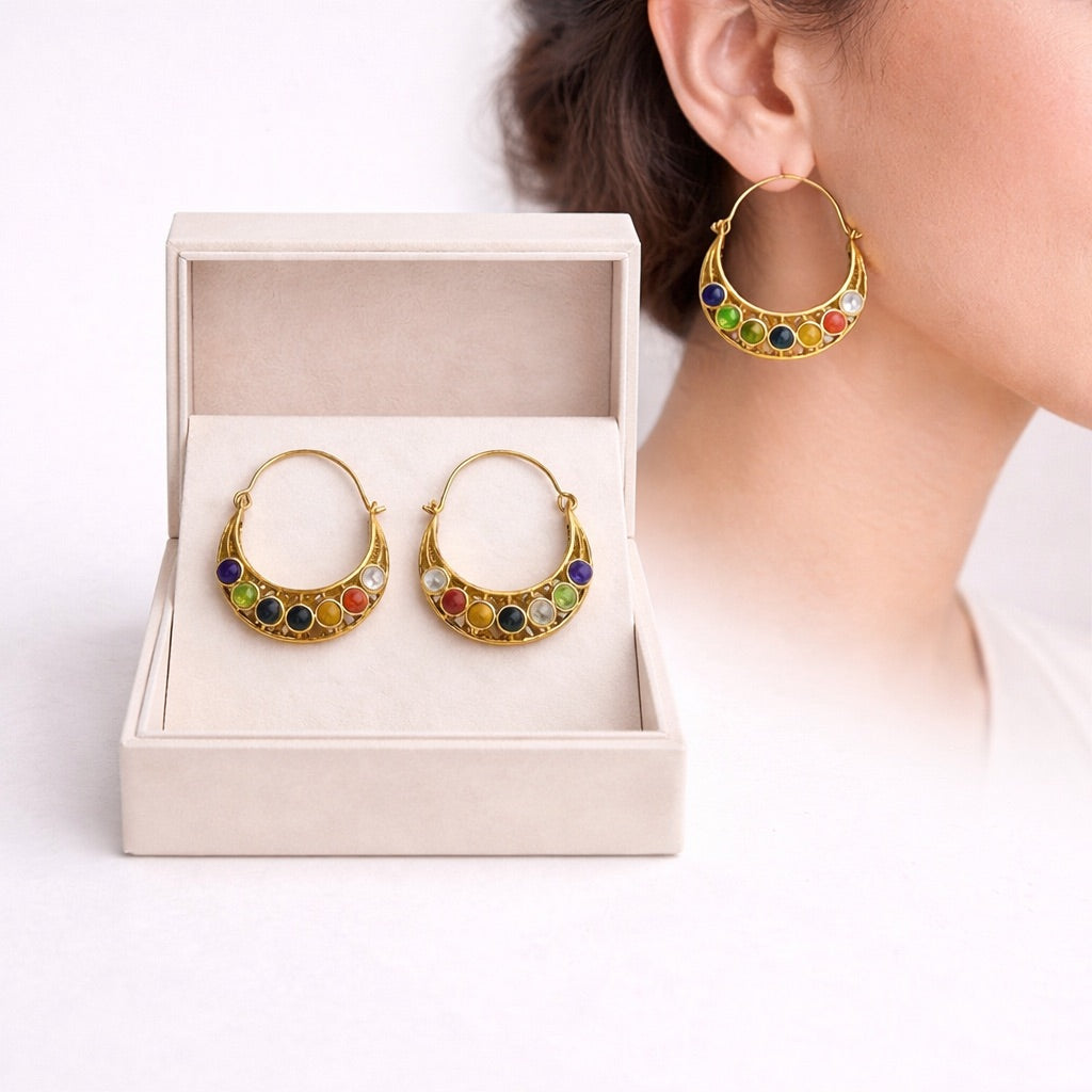 7 Chakra Gold Plated Earrings