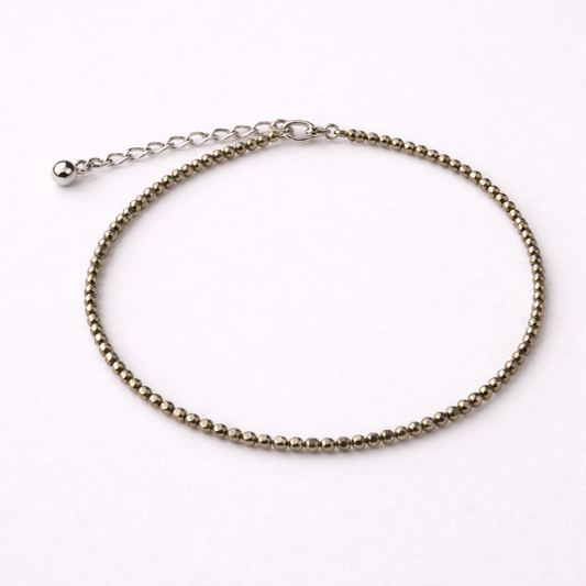 Pyrite Anklet with Silver Chain