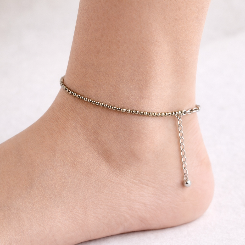 Pyrite Anklet with Silver Chain