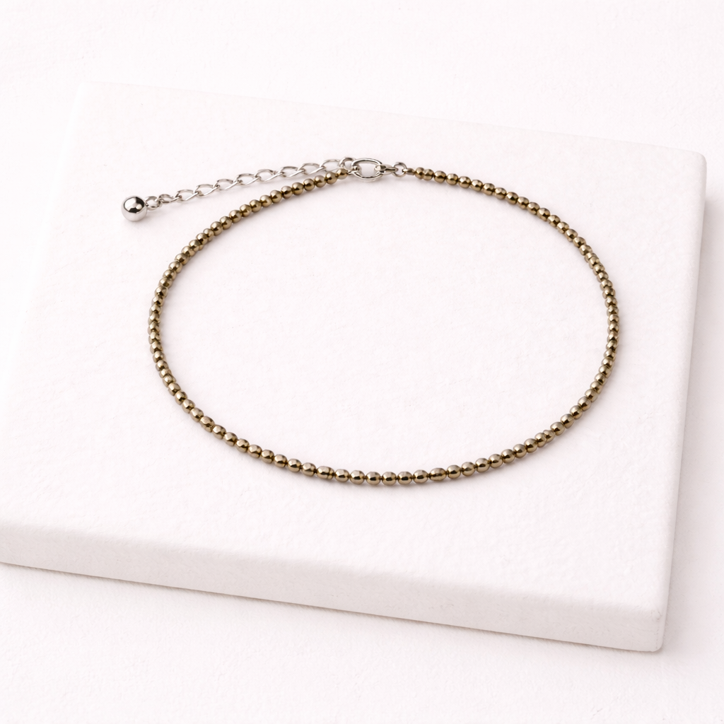 Pyrite Anklet with Silver Chain