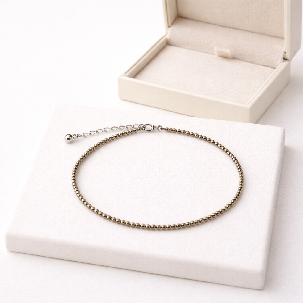 Pyrite Anklet with Silver Chain