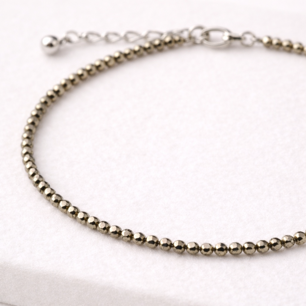 Pyrite Anklet with Silver Chain