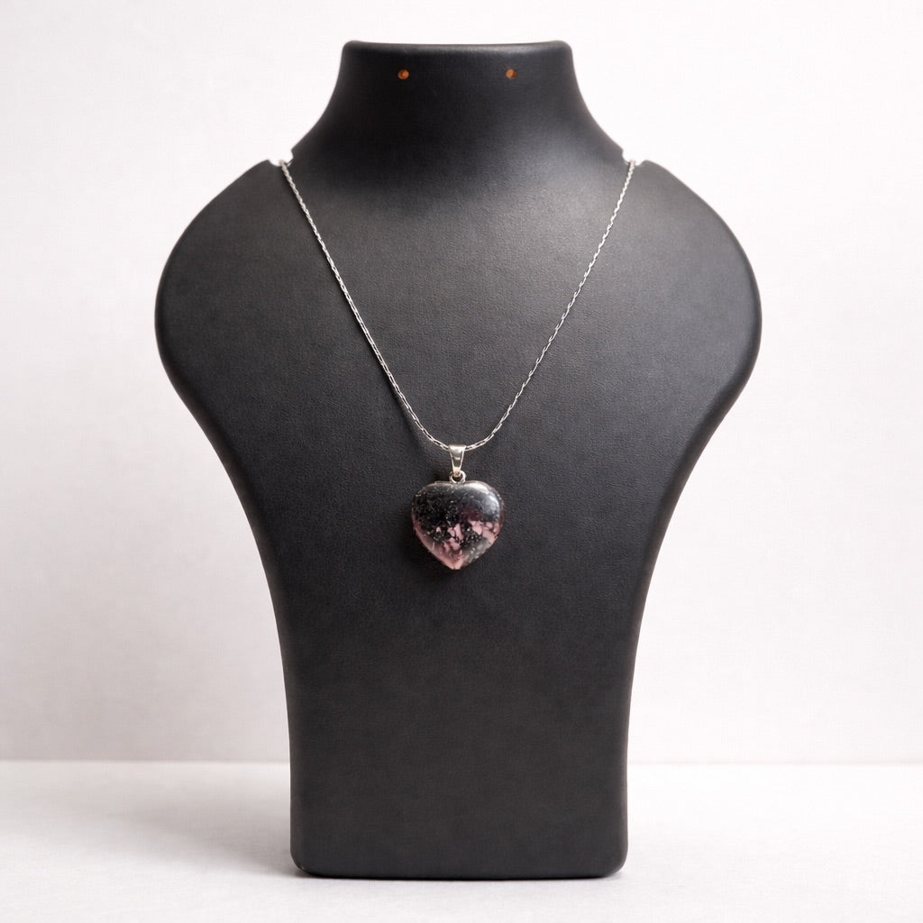 Rhodonite Heart Pendant – Stone of Compassion, Healing & Emotional Balance