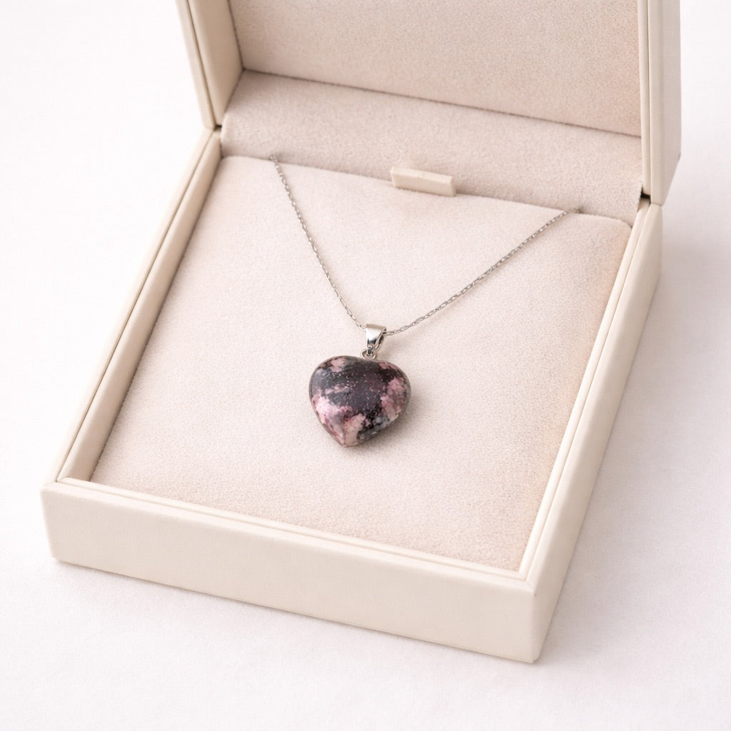 Rhodonite Heart Pendant – Stone of Compassion, Healing & Emotional Balance