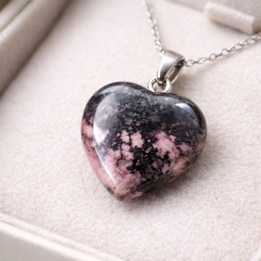 Rhodonite Heart Pendant – Stone of Compassion, Healing & Emotional Balance