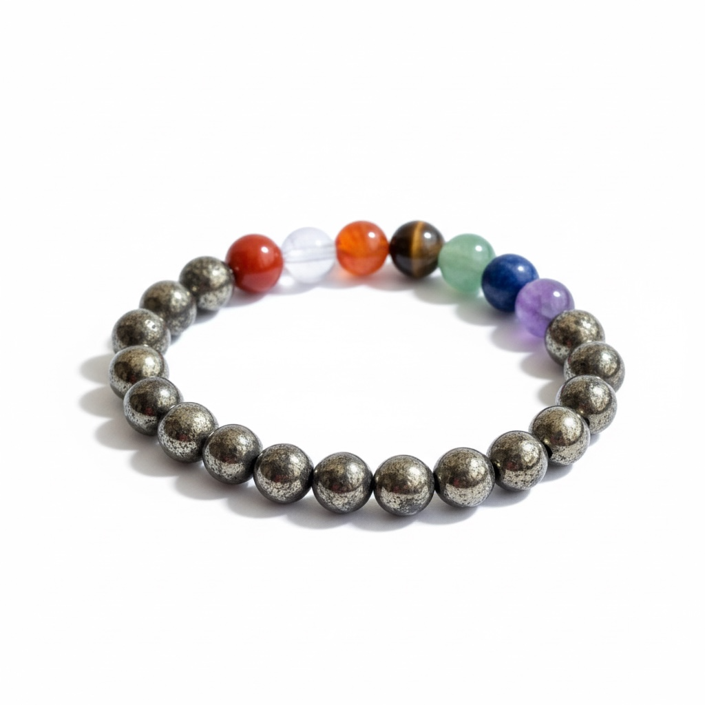 7 Chakra & Pyrite Bracelet