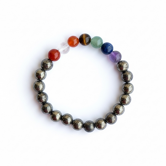7 Chakra & Pyrite Bracelet