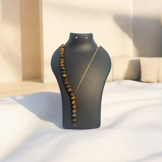 Tiger Eye Power Necklace – with Anti-Tarnish Gold Chain