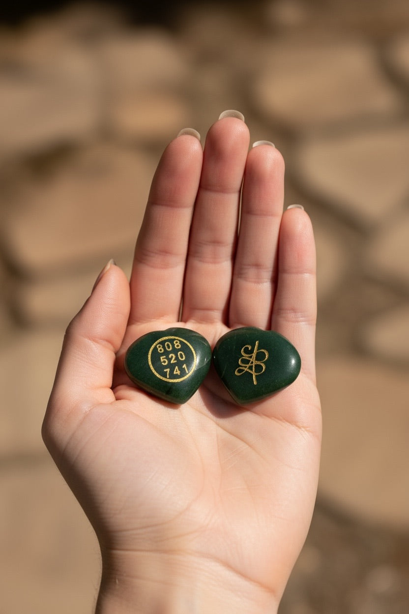 Green Aventurine Zibu Symbol Stone – Healing, Abundance & Heart Energy