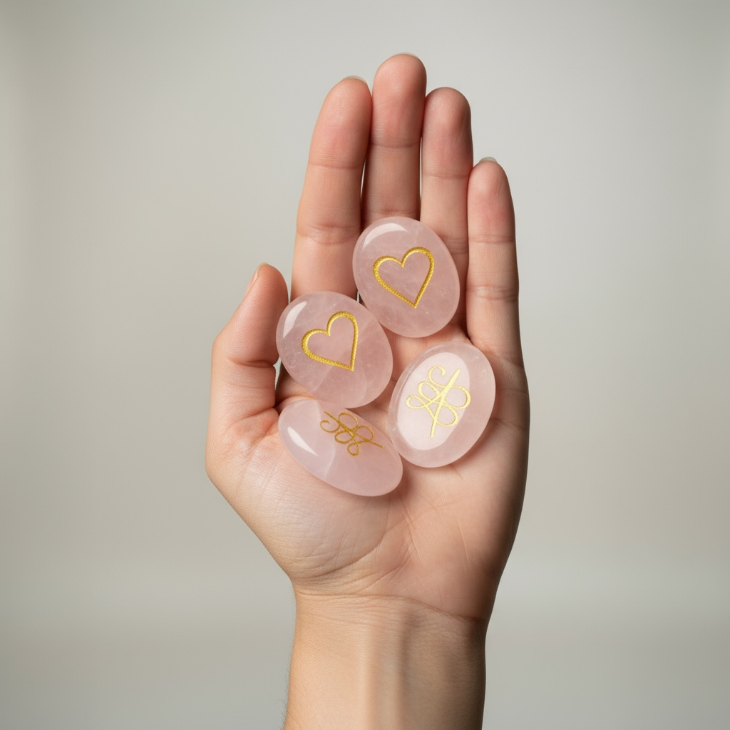 Rose Quartz Zibu Symbol Stone Set – Love, Healing & Emotional Harmony
