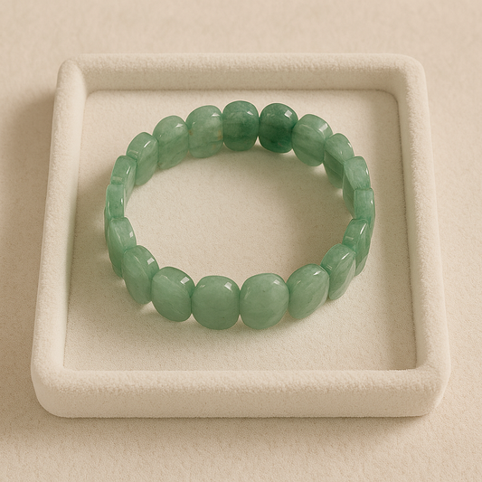 Green Aventurine Faceted Barrel Cut Bracelet