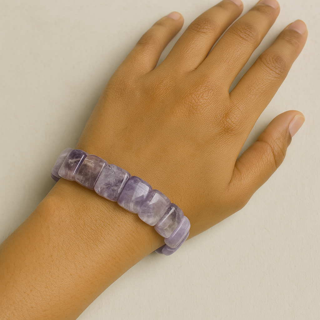 Amethyst Faceted Barrel Cut Bracelet
