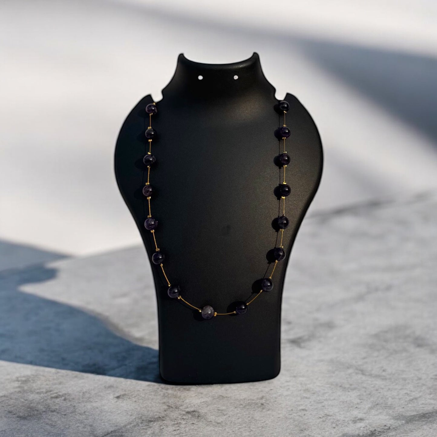 Amethyst Wisdom Necklace – with Anti-Tarnish Gold Chain