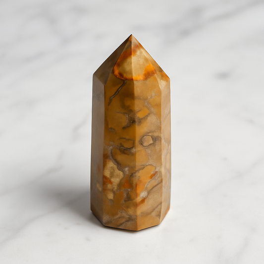 Brown crystal tower on a white background