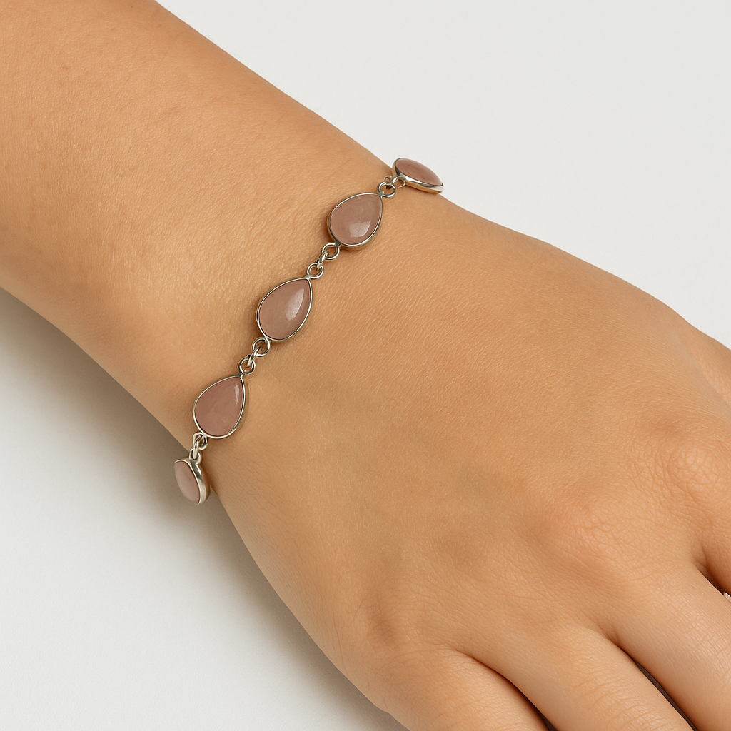 Rose Quartz Silver Chain Bracelet – Love & Self-Worth